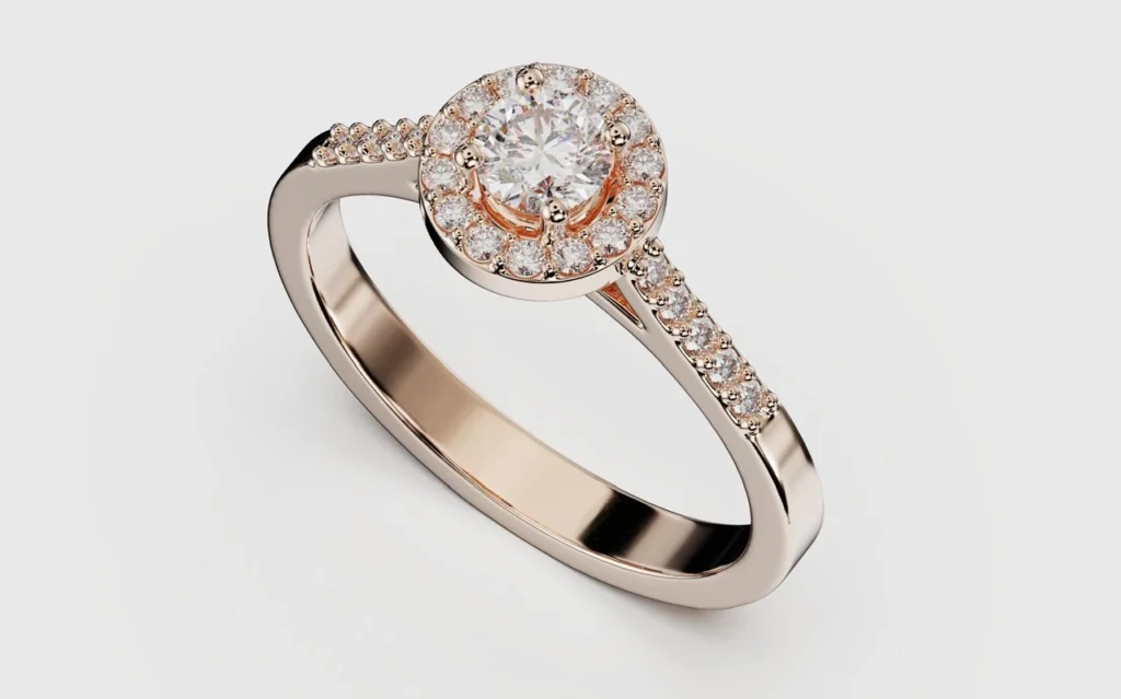 Solitaire diamant à Casablanca sur fond blanc, bague de fiançailles élégante et certifiée