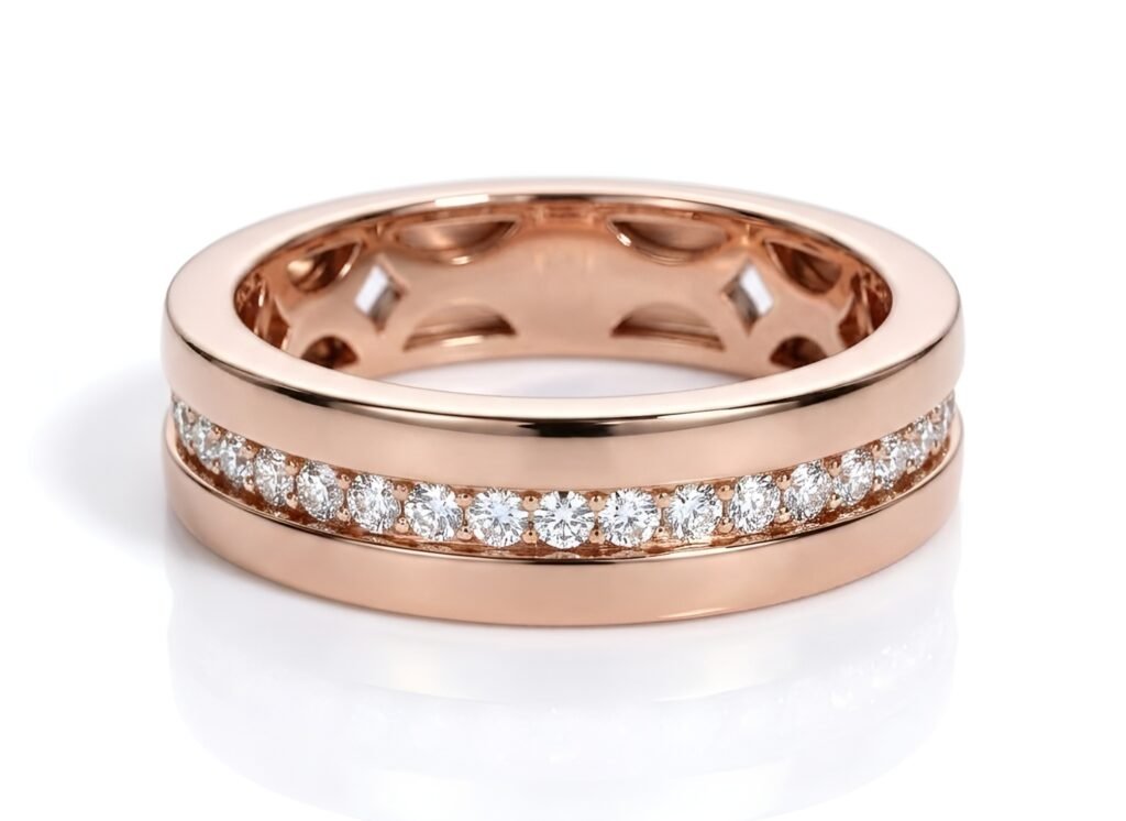 Alliance en or rose 18 carats avec diamants naturels – Bijouterie Vitchi Casablanca